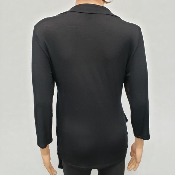 White House Black Market 2-Fer Layered Top Cardigan 2 in 1 Drapey Black M - Picture 8 of 10